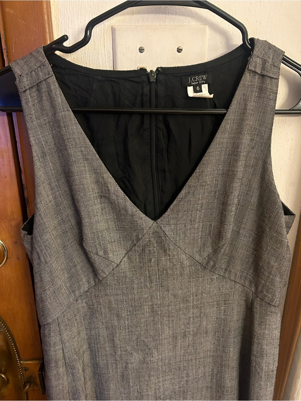 J. Crew Wool Gray Plaid Sleeveless Dress